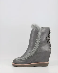 Botas Mou French Toe Wedge Back Patch Cross Duiro Gris