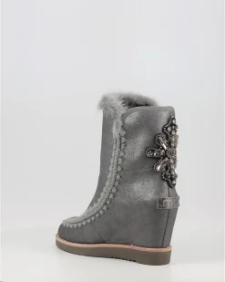 Botas Mou French Toe Wedge Back Patch Cross Duiro Gris