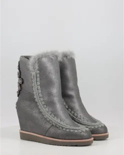 Botas Mou French Toe Wedge Back Patch Cross Duiro Gris