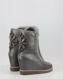 Botas Mou French Toe Wedge Back Patch Cross Duiro Gris
