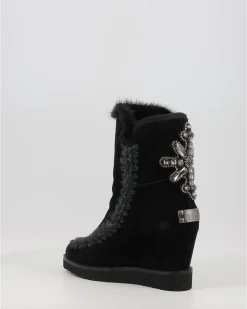 Botas Mou French Toe Wedge Back Patch Cross Negro