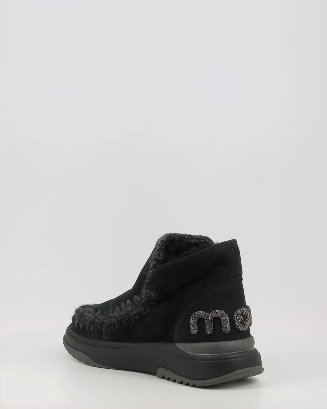 Botines Mou Eskimo Jogger Glitter Logo Bkbk Negro