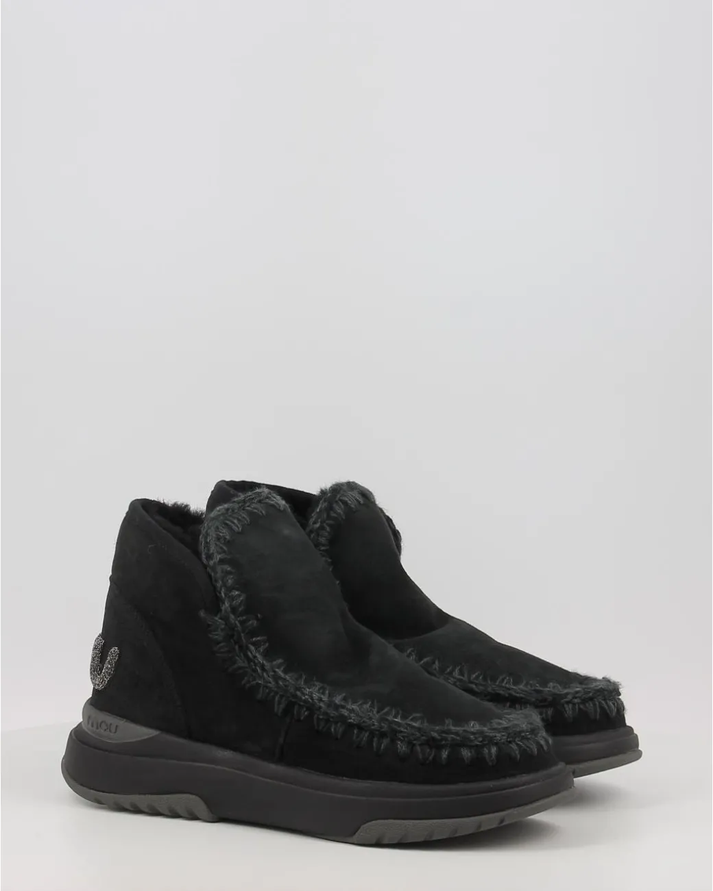 Botines Mou Eskimo Jogger Glitter Logo Bkbk Negro