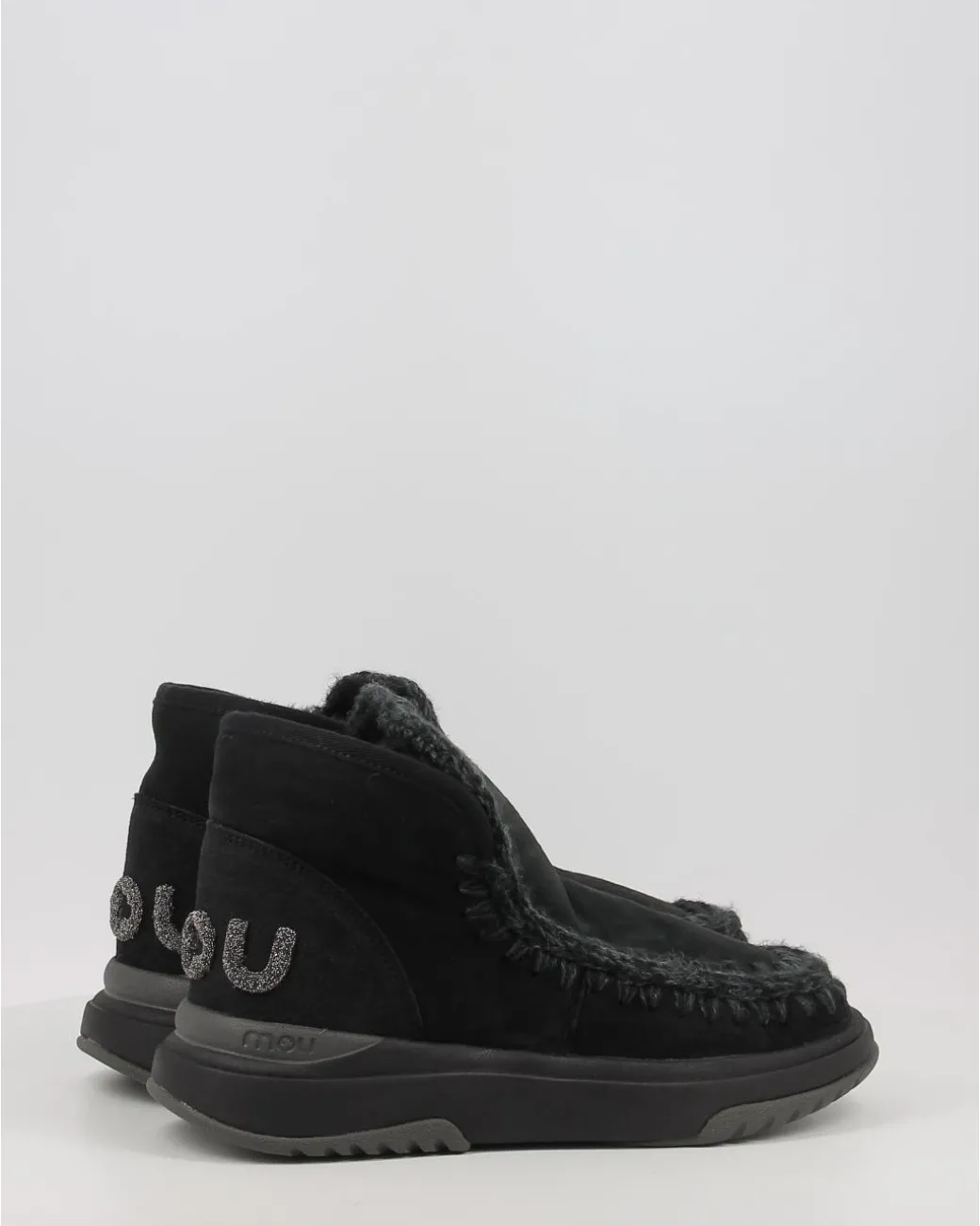 Botines Mou Eskimo Jogger Glitter Logo Bkbk Negro
