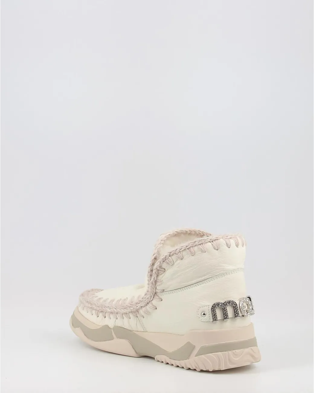 Botines Mou Eskimo Trainer Logo Rhinestones Wxwhi Blanco