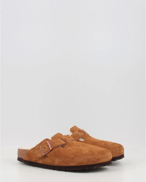 Zuecos Birkenstock Boston Shearling Cuero