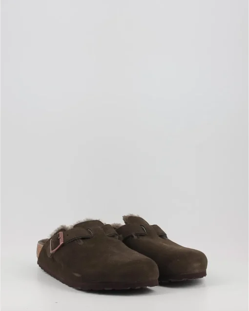 Zuecos Birkenstock Boston Vl Shearling Marron