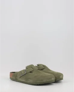 Zuecos Birkenstock Boston Vl Shearling Verde