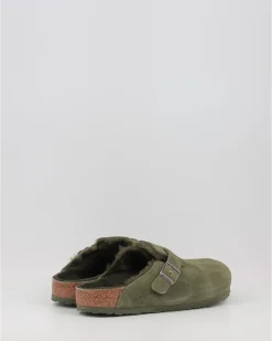 Zuecos Birkenstock Boston Vl Shearling Verde