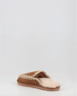Zuecos Mou Suede Slipper Full Eskimo Stitch Cuero
