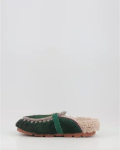 Zuecos Mou Winter Bio Slide Long Hair Ponyskin - Letter Logo Verde